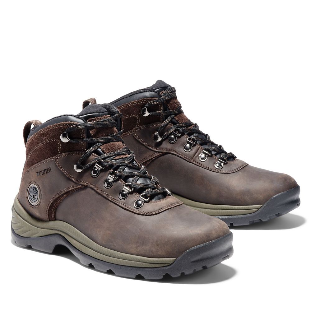 Timberland Mens Hiking Boots Flume Mid Waterproof - Dark Brown - India HN6078342